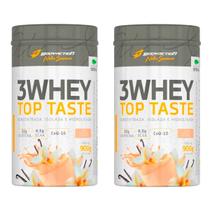 Kit 2x whey protein 3w top taste 900g body action