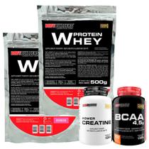 Kit 2x Whey Protein 500g + BCAA 100g Tangerina + Power Creatina 100g - Bodybuilders