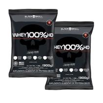 Kit 2x Whey Protein Baunilha e Chocolate 900g Black Skull
