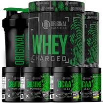 Kit 2x Whey Protein Charged + 2x Creatina + 2x Bcaa + Shaker