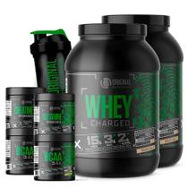 Kit 2x Whey Protein Charged + 2x Creatina + 2x Bcaa + Shaker