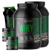 Kit 2x Whey Protein Charged Original + Bcaa + Creatina + Shaker