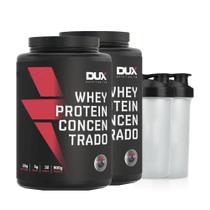 Kit 2x Whey Protein Concentrado 900g Coco + 2x coqueteleira - Dux Nutrition