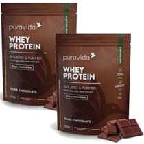 Kit 2x Whey Protein Isolado - Proteína Ultrafitrada - Dark Chocolate - (450g) - Pura Vida