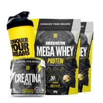 Kit 2X Whey Protein Mega + Creatina Fuel 300G + Coqueteleira Kit 2X Whey Protein Mega + Creatina Fuel 300G + Coqueteleira
