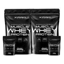 Kit 2x Whey Protein Muscle Whey 900g + 2x Creatina 100g - XPRO Nutrition