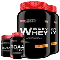 KIT 2x Whey Protein Waxy Whey 2kg + Glutamina 300g + BCAA 4800 120 Cápsulas - Bodybuilders