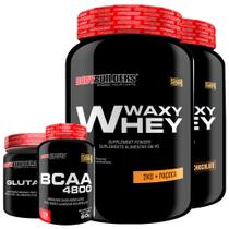 KIT 2x Whey Protein Waxy Whey 2kg + Glutamina 300g + BCAA 4800 120 Cápsulas - Bodybuilders