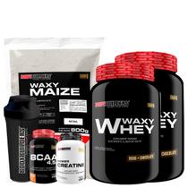 KIT 2x Whey Protein Waxy Whey 900g + BCAA 4,5 100g + POWER Creatina 100g + Waxy Maize 800g + Coqueteleira