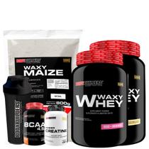 KIT 2x Whey Protein Waxy Whey 900g + BCAA 4,5 100g + POWER Creatina 100g + Waxy Maize 800g + Coqueteleira