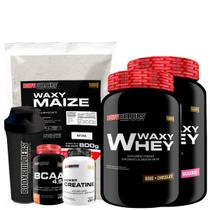KIT 2x Whey Protein Waxy Whey 900g + BCAA 4,5 100g + POWER Creatina 100g + Waxy Maize 800g + Coqueteleira