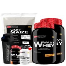 KIT 2x Whey Protein Waxy Whey 900g + BCAA 4,5 100g + POWER Creatina 100g + Waxy Maize 800g + Coqueteleira