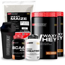 KIT 2x Whey Protein Waxy Whey 900g + BCAA 4,5 100g + POWER Creatina 100g + Waxy Maize 800g + Coqueteleira KIT 2x Whey Protein Waxy Whey 900g + BCAA 4,5 100g + POWER Creatina 100g + Waxy Maize 800g + Coqueteleira