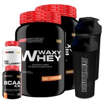 Kit 2x Whey Protein Waxy Whey 900g + Bio Colagen II 200g + BCAA 100g + 2x Coqueteleira - Bodybuilders