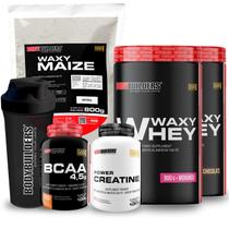 Kit 2x Whey Protein Waxy Whey Pote 900g BCAA 100g Power Creatina 100g Waxy Maize 800g Coqueteleira 600 ml Bodybuilders Kit 2x Whey Protein Waxy Whey Pote 900g BCAA 100g Power Creatina 100g Waxy Maize 800g Coqueteleira 600 ml Bodybuilders