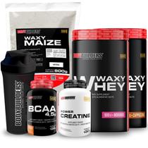 Kit 2x Whey Protein Waxy Whey Pote 900g BCAA 100g Power Creatina 100g Waxy Maize 800g Coqueteleira 600 ml Bodybuilders Kit 2x Whey Protein Waxy Whey Pote 900g BCAA 100g Power Creatina 100g Waxy Maize 800g Coqueteleira 600 ml Bodybuilders
