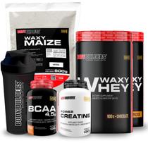 Kit 2x Whey Protein Waxy Whey Pote 900g BCAA 100g Power Creatina 100g Waxy Maize 800g Coqueteleira 600 ml Bodybuilders Kit 2x Whey Protein Waxy Whey Pote 900g BCAA 100g Power Creatina 100g Waxy Maize 800g Coqueteleira 600 ml Bodybuilders