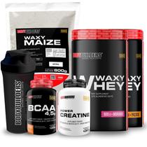 Kit 2x Whey Protein Waxy Whey Pote 900g BCAA 100g Power Creatina 100g Waxy Maize 800g Coqueteleira 600 ml Bodybuilders Kit 2x Whey Protein Waxy Whey Pote 900g BCAA 100g Power Creatina 100g Waxy Maize 800g Coqueteleira 600 ml Bodybuilders