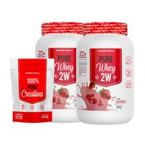 Kit 2x Whey Pure 2W 900g + Creatina 100% Pura 500g PURETECH