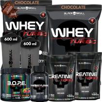 Kit 2x Whey Turbo + 2x Creatina 150g + Pré-Treino BOPE 150g + Thermo Flame Termogênico 120 Tabletes+ 2x Coqueteleira - Black Skull Kit 2x Whey Turbo + 2x Creatina 150g + Pré-Treino BOPE 150g + Thermo Flame Termogênico 120 Tabletes+ 2x Coqueteleira - Black Skull