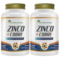 KIT 2X Zinco + Cobre Quelato 60 cápsulas - Flora Nativa