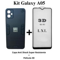 Kit 2x1 Capa Armadura Resistente Anti Shock + Película de vidro 3D para Samsung Galaxy A05