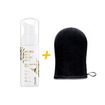 Kit 2x1 Skelt Corporal Mini Mousse Autobronzeador Red Carpet Glow 45ml + Luva Aplicadora Lavável Bronzeado Natural Uniforme