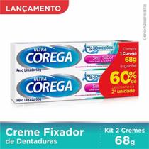 Kit 2x68g Corega Ultra Creme Fixador Dentaduras Sem Sabor