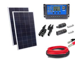 Kit 2xpainel Placa Energia Solar 100w Contro20a Cabo E Mc4