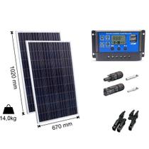 Kit 2xPainel Placa Energia Solar 100w Controlador30a E Mc4 - Resun