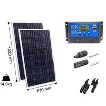 Kit 2xpainel Placa Energia Solar 100w Controlador30a E Mc4 - Resun