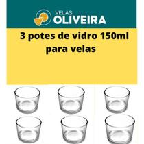kit 3/6 Copo de vidro Nadir 150ml para vela artesanais