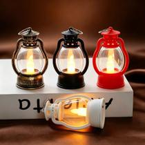 Kit 3 a 10 Mini Lampião Retrô 9cm Luminária LED Vela Decorativa Vintage Para Enfeite Festa Casamento