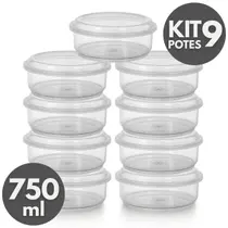 Kit 3 a 12 Potes Plásticos Redondos 750ml com Tampa Organizador de Alimentos, Marmita Fitness, Freezer e Microondas BPA Free Linha Gold Kit 3 a 12 Potes Plásticos Redondos 750ml com Tampa Organizador de Alimentos, Marmita Fitness, Freezer e Microondas BPA Free Linha Gold