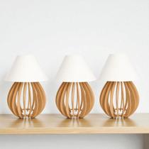 Kit 3 Abajur De Cabeceira De Cama Iluminaria De Mesa Quarto Escritorio Sala