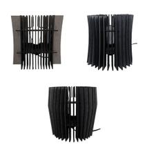Kit 3 Abajures de Mesa 20x20cm Madeira MDF Preto Bivolt 100W E27 Lenobre