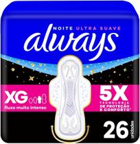 KIT 3 ABSORVENTE ALWAYS NOTURNO XG 31cm SUAVE C/ ABAS 26UNID