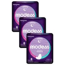 Kit 3 Absorventes Modess Noturno com Abas 8un cada Kit 3 Absorventes Modess Noturno com Abas 8un cada