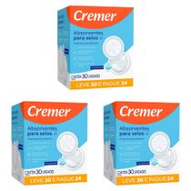 KIT 3 Absorventes Para Seios 30 Unidades - Cremer