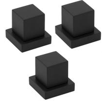 Kit 3 Acabamento De Registro Quadrado Preto/Black 1/2 Ou 3/4