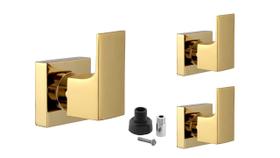 Kit 3 Acabamento Para Chuveiro Quadrado Alavanca Dourado Brilhante Registro Padrão Docol Kit 3 Acabamento Para Chuveiro Quadrado Alavanca Dourado Brilhante Registro Padrão Docol