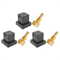 Kit 3 Acabamento para Registro 1/2 3/4 e 1 Quadrado Preto Pressão Gaveta Chuveiro Padrão Fabrimar