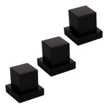 Kit 3 Acabamento Para Registro Quadrado Metal Preto Black