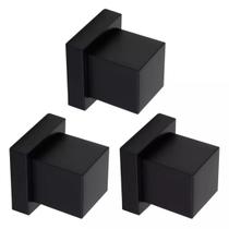 Kit 3 Acabamento Registro Padrão Deca Quadrado Metal Preto Fosco