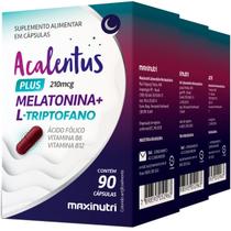 Kit 3 Acalentus Plus Sono L Triptofano Ácido Fólico com Vitaminas B6 e B12 90 cápsulas Maxinutri