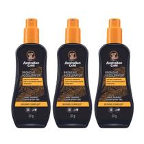 Kit 3 Acelerador de Bronzeado Dark Tanning Clear Spray Gel 237g Australian Gold