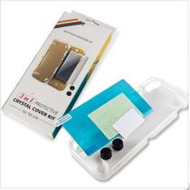 Kit 3 Acessórios em 1 Capa Case Transparente Silicone Compatível com Switch Lite + Película Vidro + 2 Grips Analógico