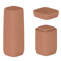 Kit 3 Acessórios P/ Banheiro Saboneteira Porta Escova de Dentes e Algodão Casa Decoração Resistente Organizadores