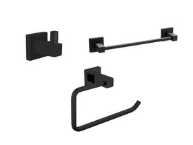 Kit 3 Acessórios Preto Fosco Toalheiro 30cm Papeleira Cabide Kit 3 Acessórios Preto Fosco Toalheiro 30cm Papeleira Cabide