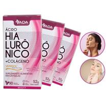 Kit 3 Ácido Hialuronico Colágeno Hidrolisado Suplemento 270 Cápsula Suplemento Alimentar Verisol